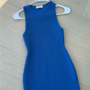 Blue ribbed Aritzia mini dress